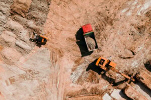 Crawler excavator working at the construction site
